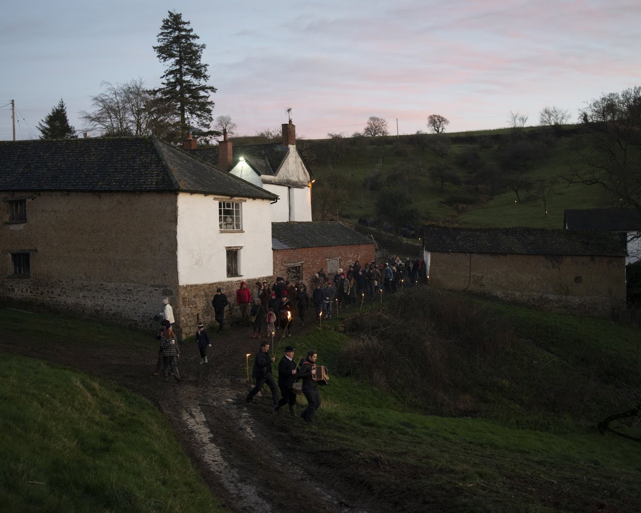 The procession to the Apple Tree at the start of the Halstow Wassail